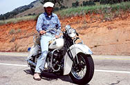 thumbnail link to photograph Steve McQueen on his 1941 Indian motorcycle